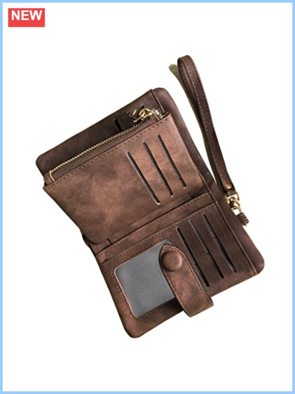 Small Bifold Faux Leather Wallet RFID Blocking Wristlet Card Holder ID Window